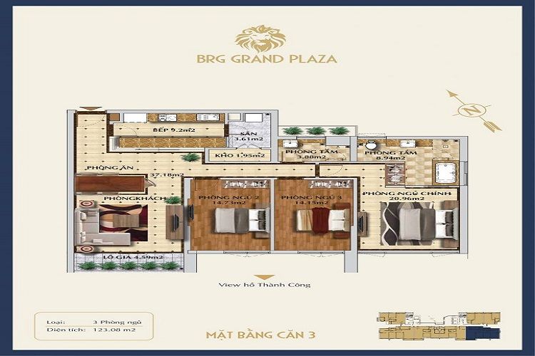 Mặt bằng tầng căn hộ 03 dự án BRG Grand Plaza