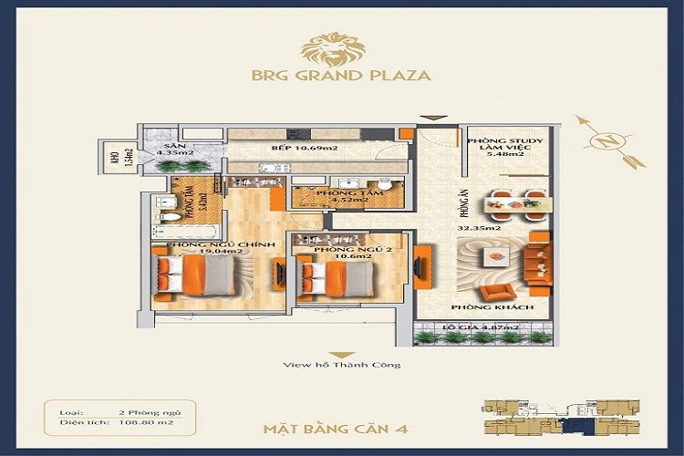 Mặt bằng tầng căn hộ 04 dự án BRG Grand Plaza