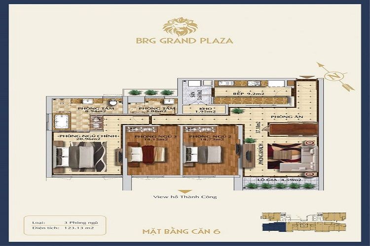 Mặt bằng tầng căn hộ 06 dự án BRG Grand Plaza
