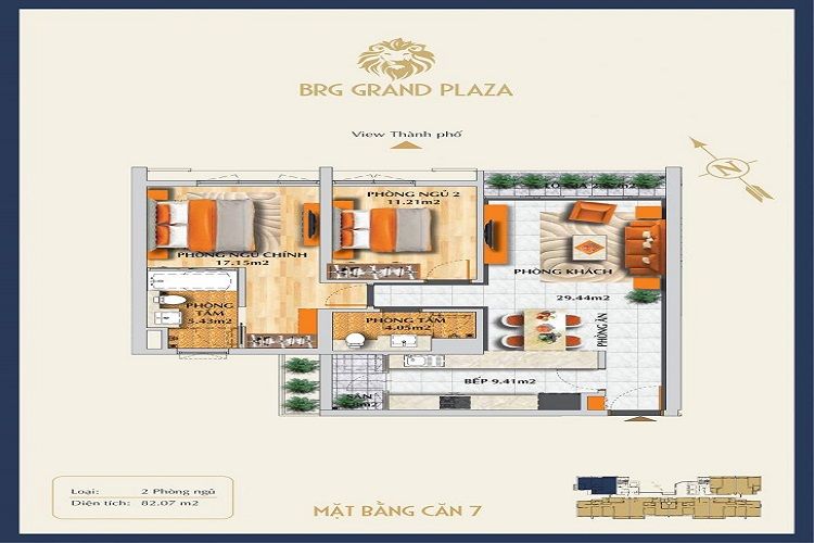 Mặt bằng tầng căn hộ 07 dự án BRG Grand Plaza