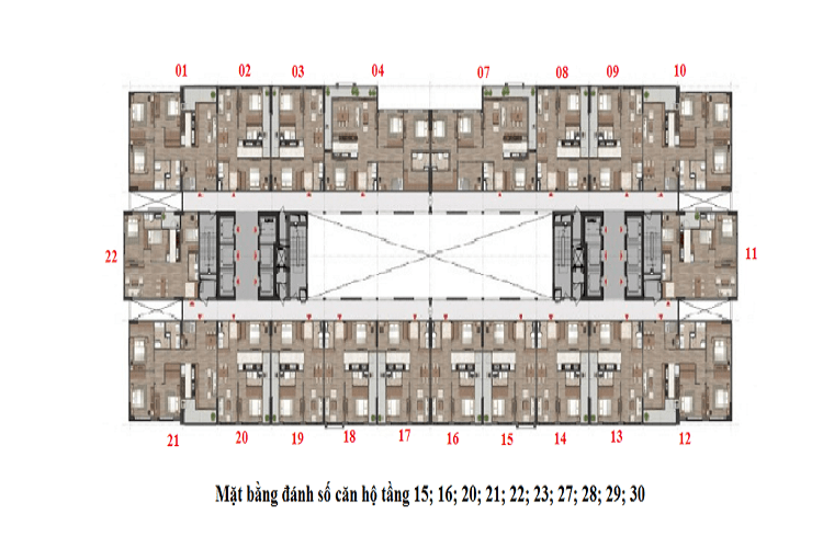 Mặt bằng căn hộ dự án chung cư HH Bộ Công An 43 Phạm Văn Đồng