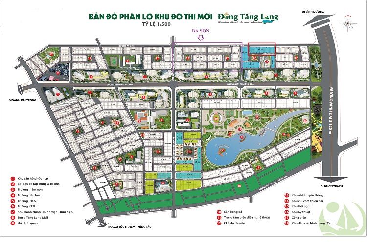 Mặt bằng tổng thể dự án khu đô thị Đông Tăng Long