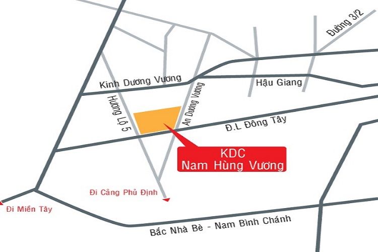 Vị trí dự án khu dân cư Nam Hùng Vương