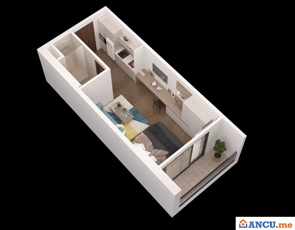 Mẫu thiết kế căn hộ 1 phòng ngủ dự án chung cư Apec Golden Palace Lạng Sơn