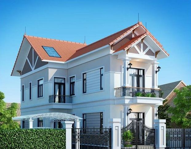 Mẫu thiết kế nhà 2 tầng có gara để xe đẹp bên ngoài