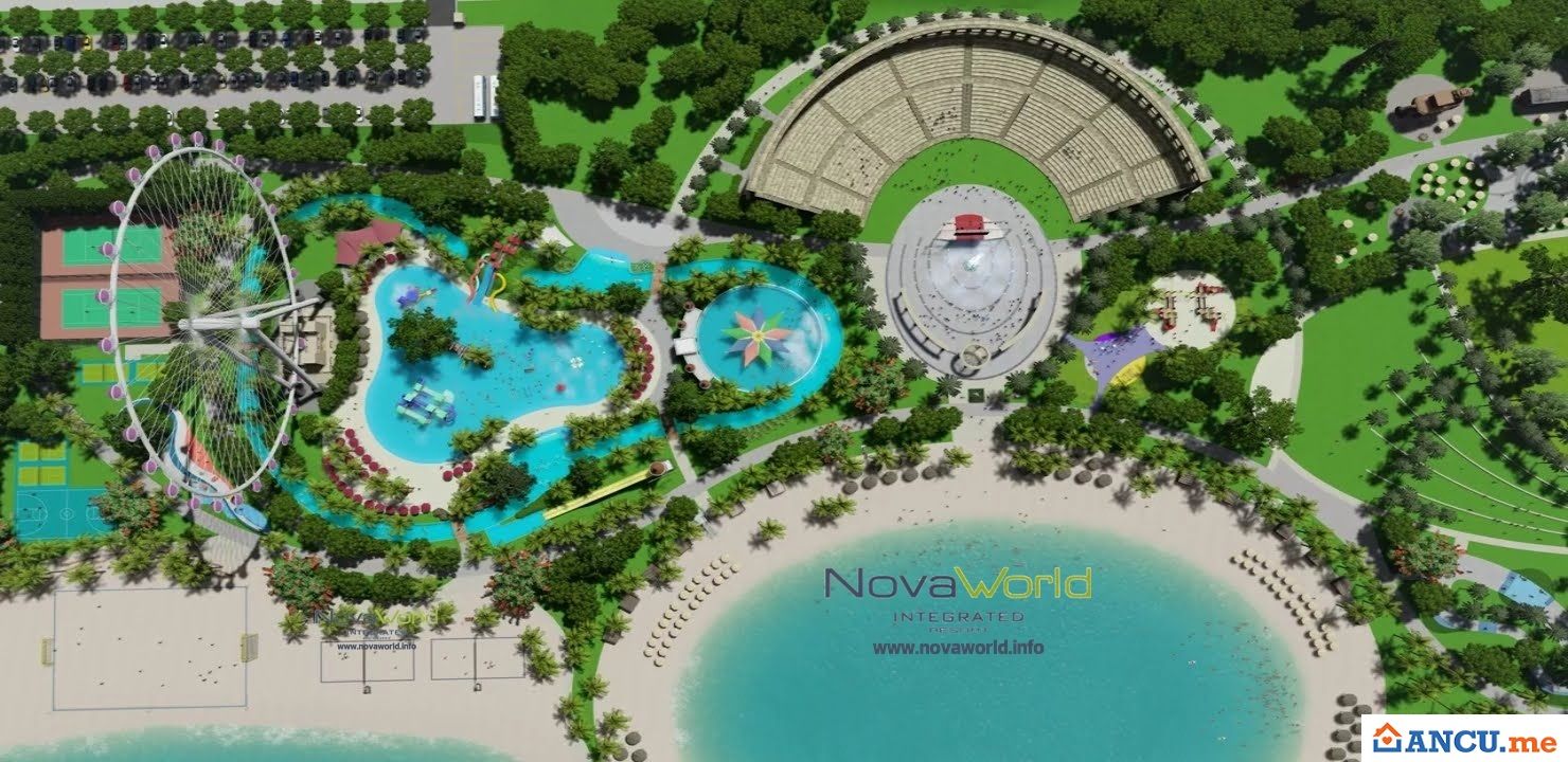 Phối cảnh tổng thể tiện ích khu trung tâm dự án NovaWorld Hồ Tràm