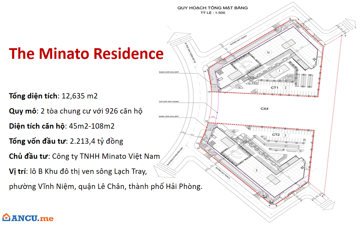 Quy hoạch tổng thể mặt bằng dự án chung cư The Minato Residence