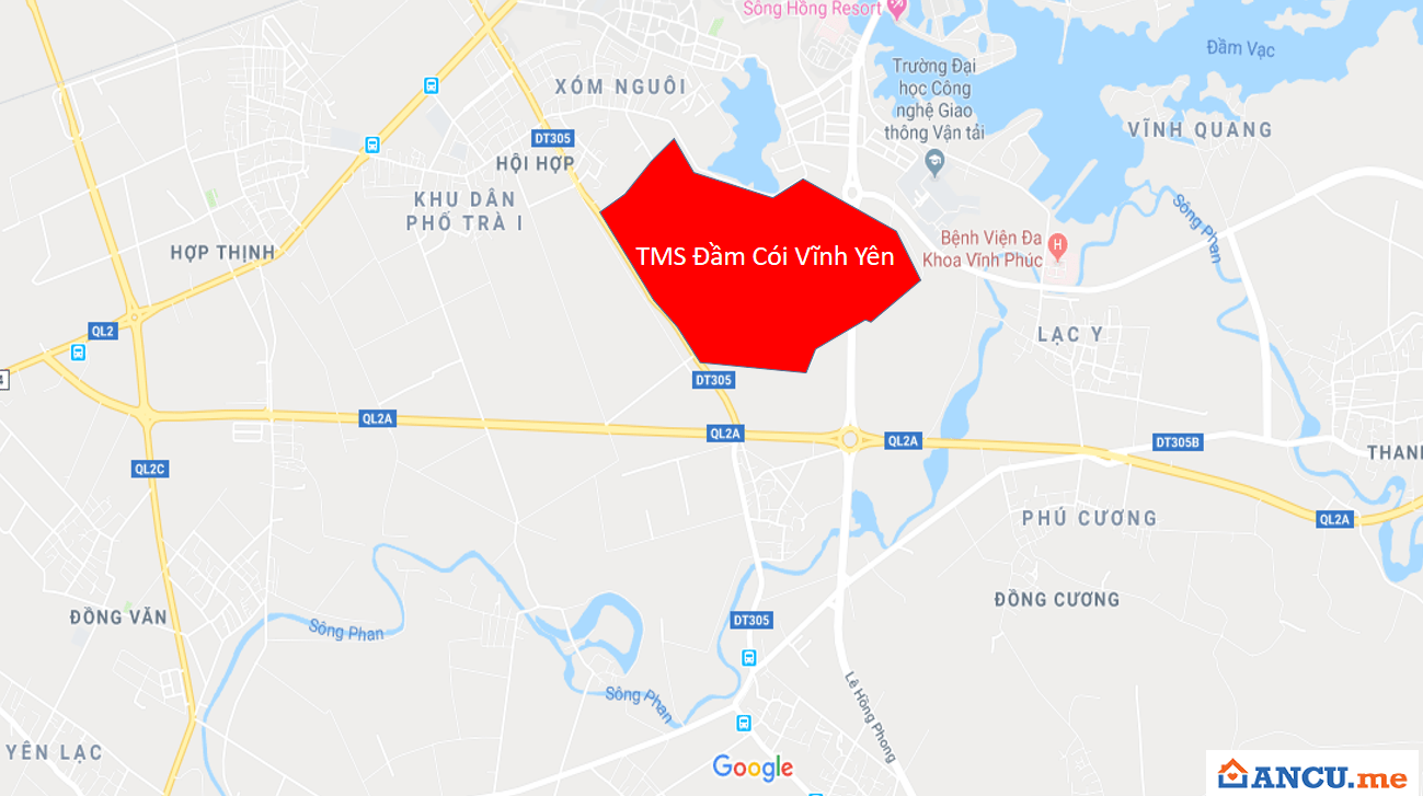 Vị trí dự án khu đô thị TMS Đầm Cói Vĩnh Yên
