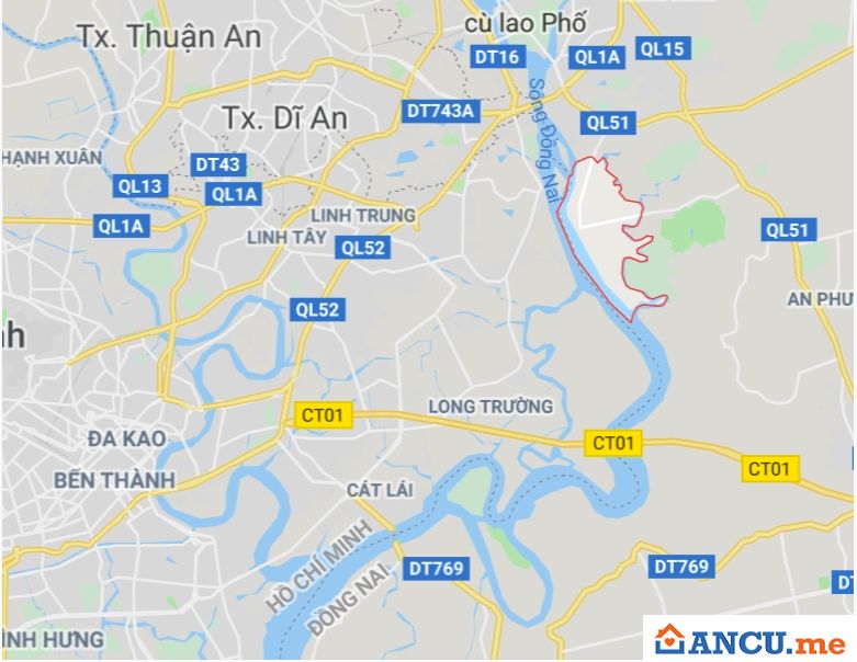 Vị trí dự án khu đô thị Waterfront City Đồng Nai
