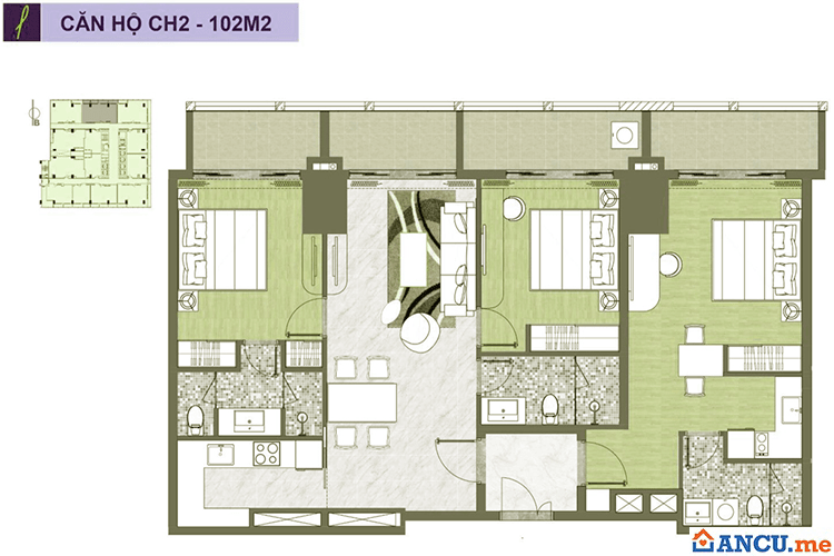Thiết kế mẫu căn hộ 2 dự án Premier Sky Residences
