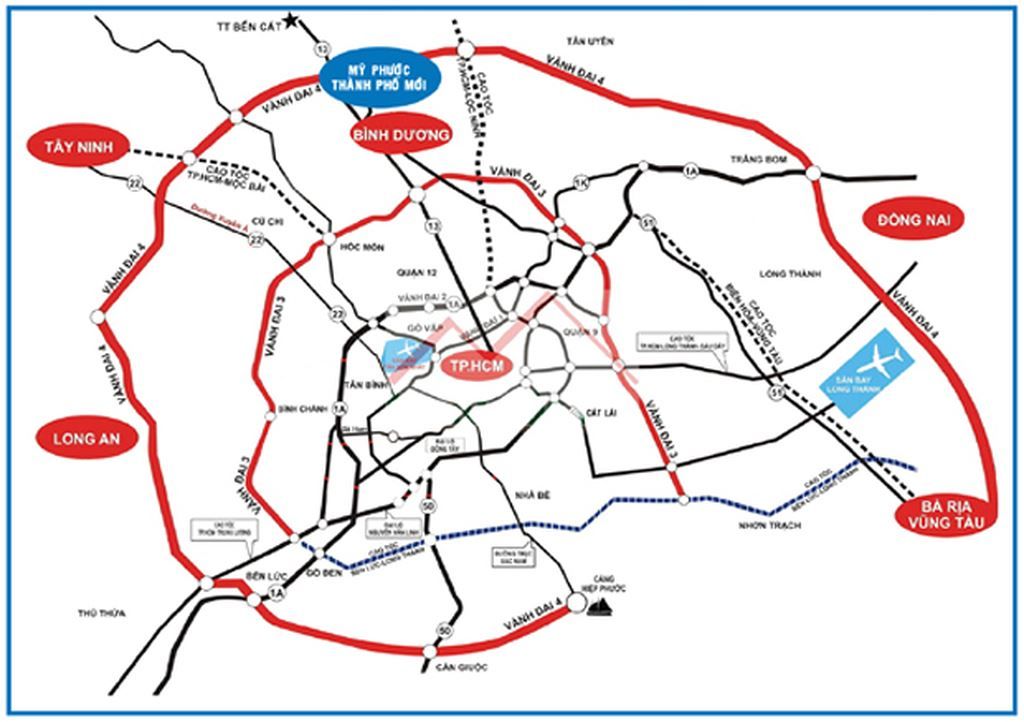 Bản đồ quy hoạch đường vành đai 4 TPHCM
