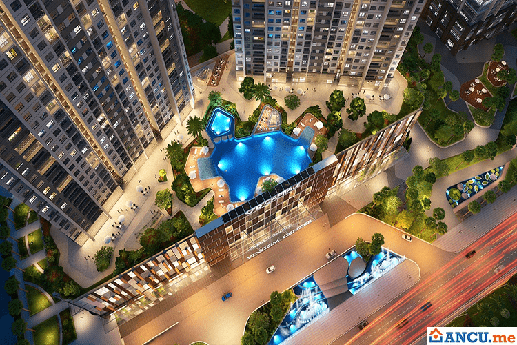 Bể bơi tầng cao nhất trung tâm thương mại dự án Vinhomes D'Capitale