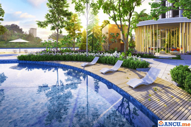 Hồ bơi phong cách Resort tại dự án khu đô thị Palm Novaland quận 9