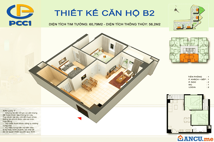 Mặt bằng căn hộ B2 dự án PCC1 Complex