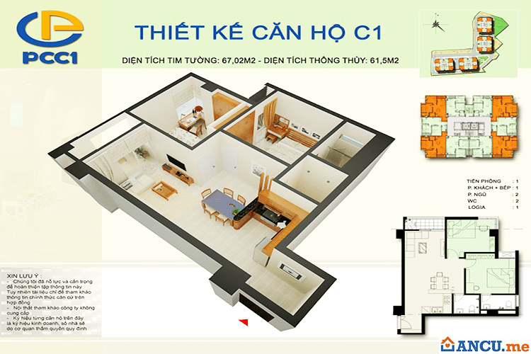 Mặt bằng căn hộ C1 dự án PCC1 Complex