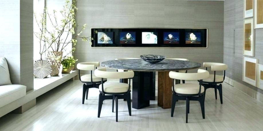 Mẫu bàn ghế ăn mặt đá hình tròn cho không gian nhà thêm hiện đại