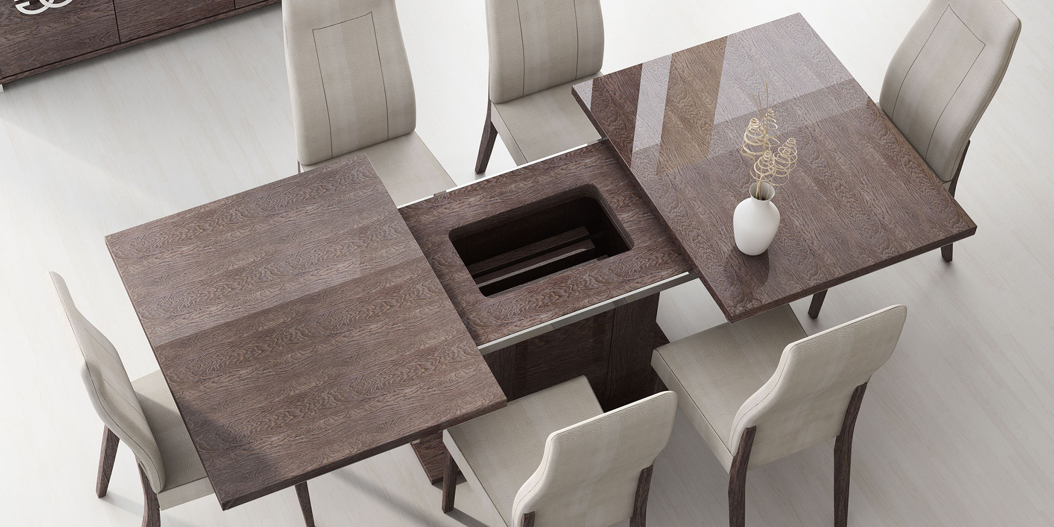 Thiết kế bộ bàn ăn gấp thông minh 6 ghế tiết kiệm diện tích cho bếp nhỏ thêm xinh