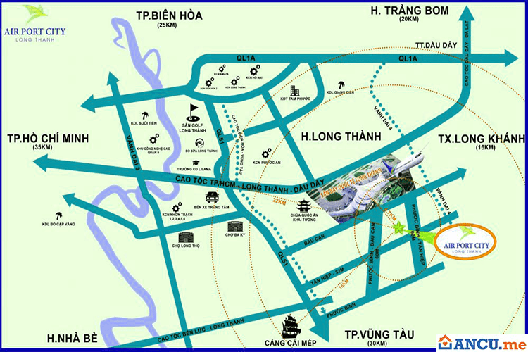 Vị trí dự án Long Thành Airport City