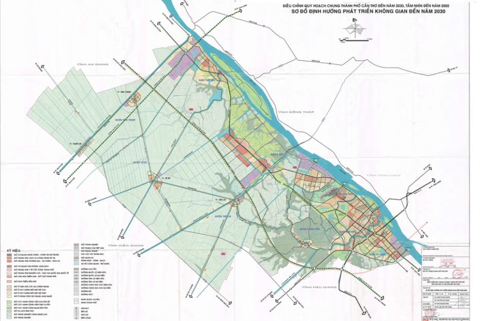 Bản đồ định hướng quy hoạch phát triển thành phố Cần Thơ theo không gian đến năm 2030 tầm nhìn 2050