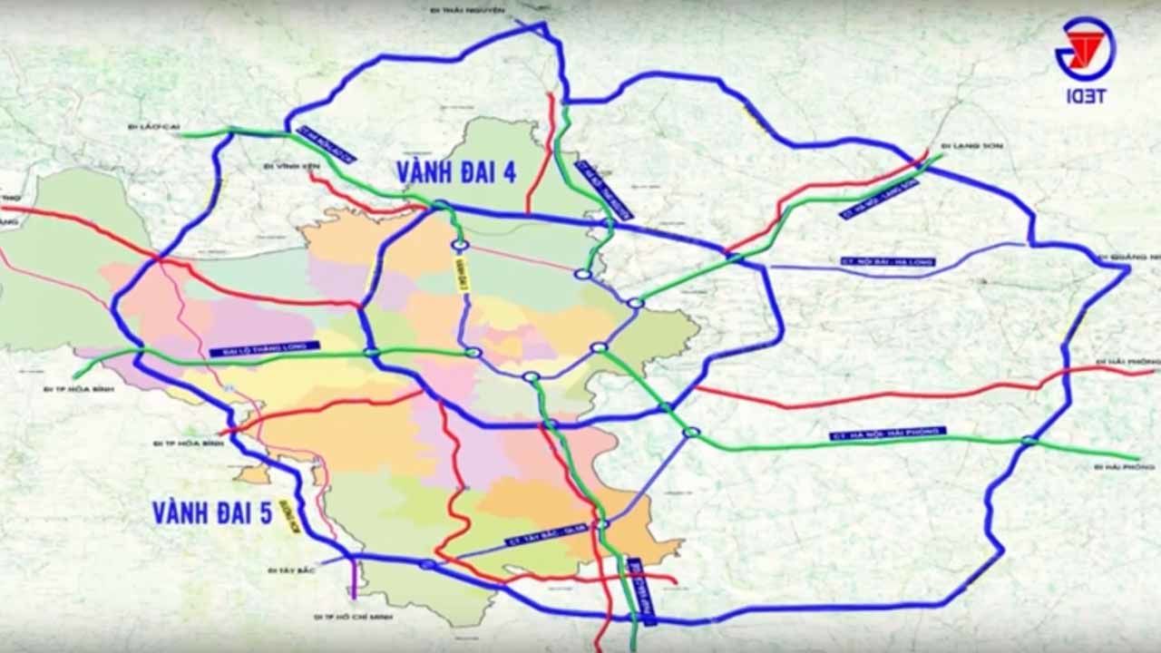 Bản đồ quy hoạch các tuyến đường vành đai 4, 5 Hà Nội