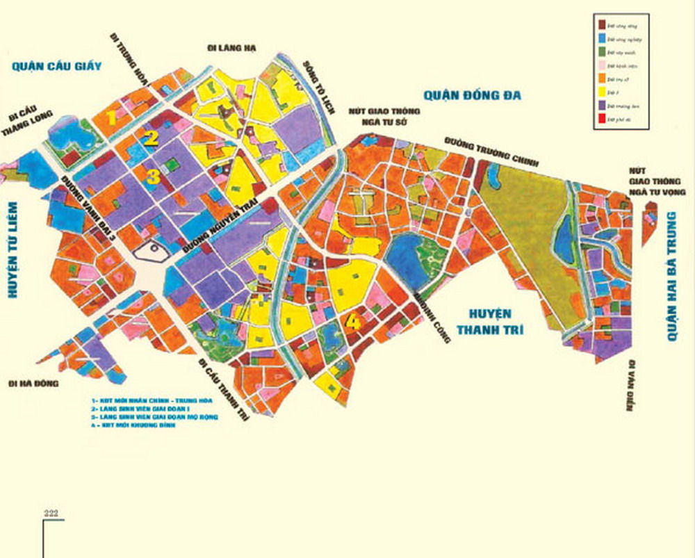 Bản đồ quy hoạch chung quận Thanh Xuân Hà Nội đến năm 2020