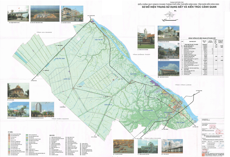 Bản đồ quy hoạch chung thành phố Cần Thơ đến 2030 tầm nhìn 2050 - Hiện trạng sự sự đất và kiến trúc cảnh quan