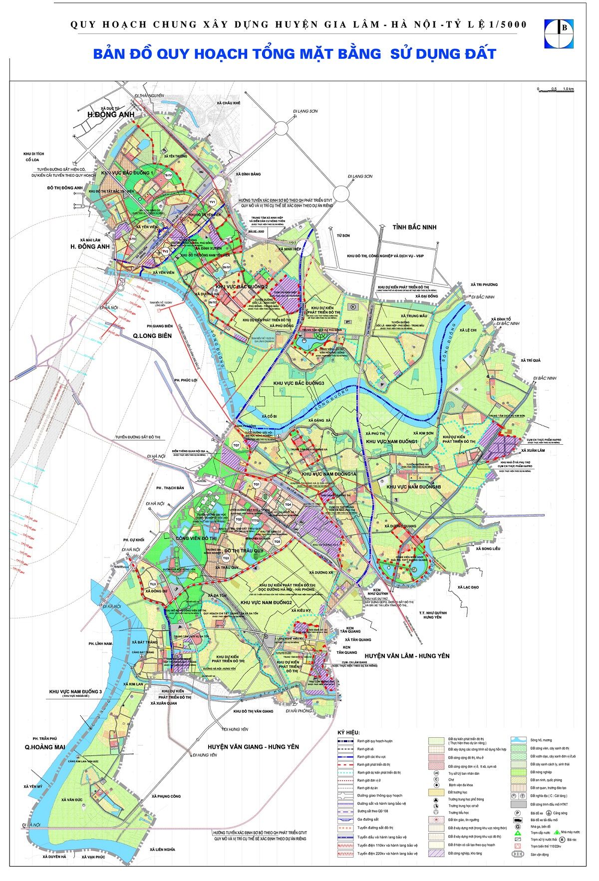 Bản đồ quy hoạch chung huyện Gia Lâm đến năm 2020