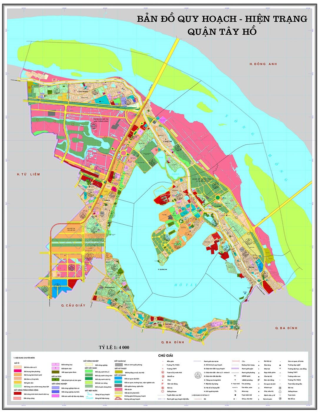 Bản đồ quy hoạch chung xây dựng quận Tây Hồ đến năm 2020