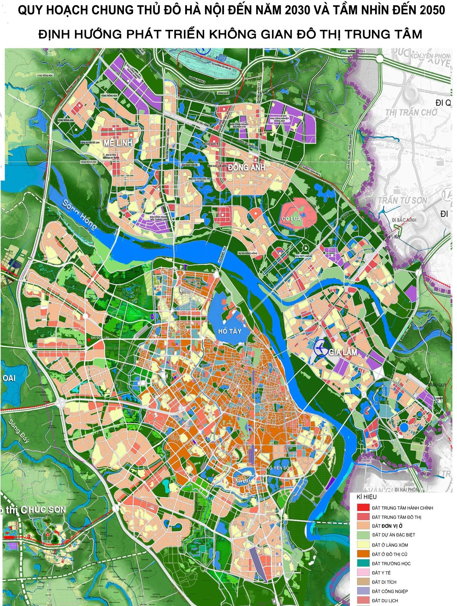 Bản đồ quy hoạch chung xây dựng thủ đô Hà Nội 2030 tầm nhìn đến năm 2050