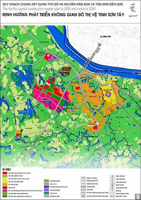 Bản đồ quy hoạch đô thị vệ tinh Sơn Tây, Hà Nội 2030 - 2050