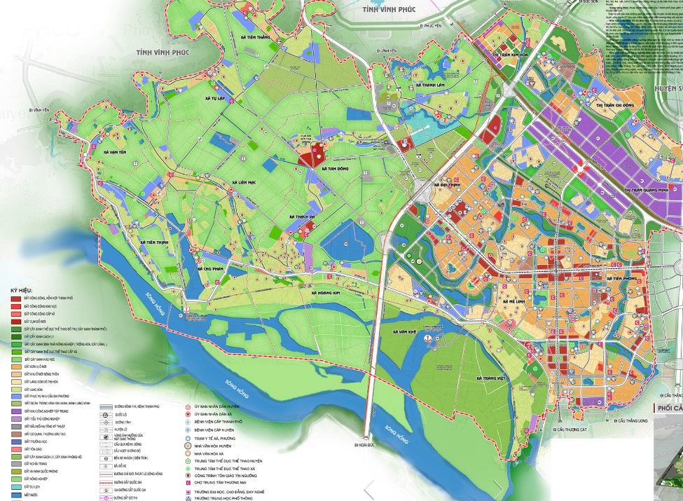 Bản đồ quy hoạch huyện Mê Linh, Hà Nội chi tiết