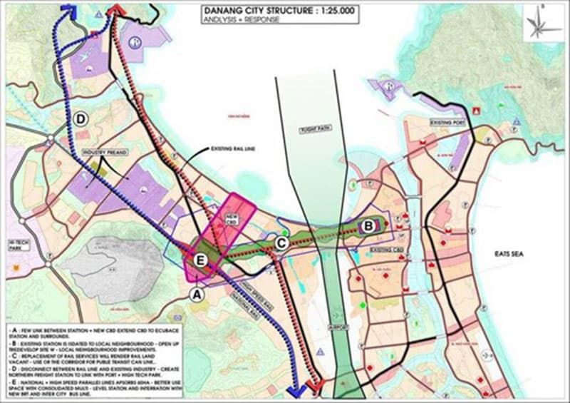 Bản đồ quy hoạch nhà ga đường sắt mới Đà Nẵng