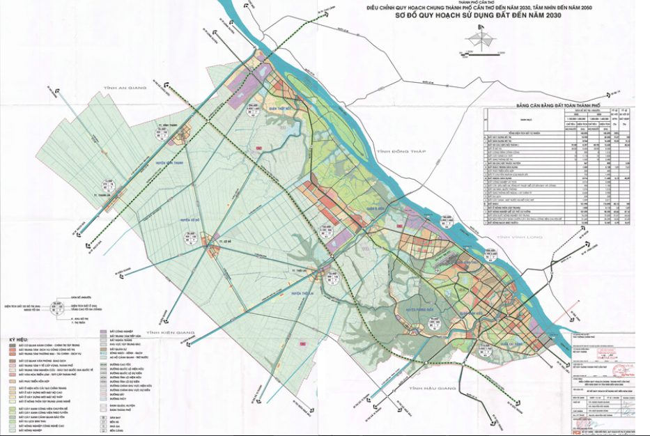 Bản đồ quy hoạch sử dụng đất Cần Thơ đến năm 2030 tầm nhìn năm 2050