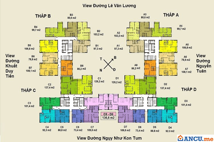 Mặt bằn thiết kế điển hình dự án Việt Đức Complex