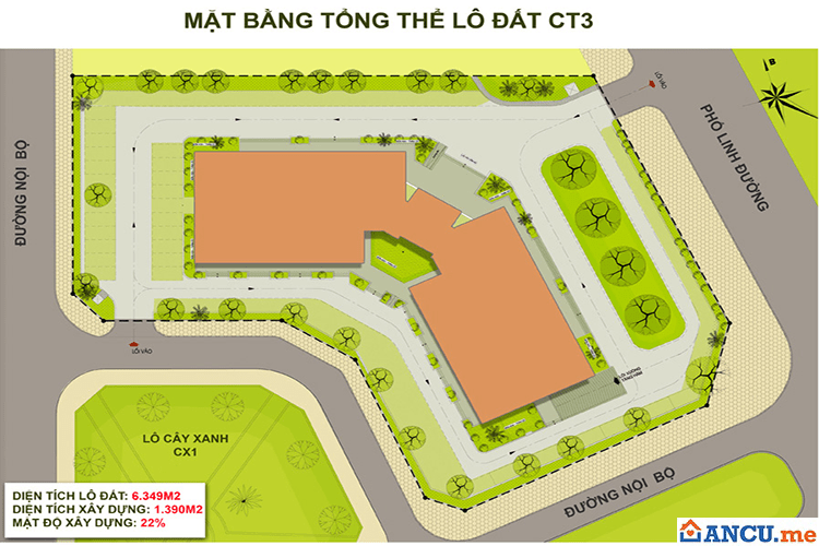 Mặt bằng tổng thể dự án Chung cư CT3 Tây Nam Linh Đàm