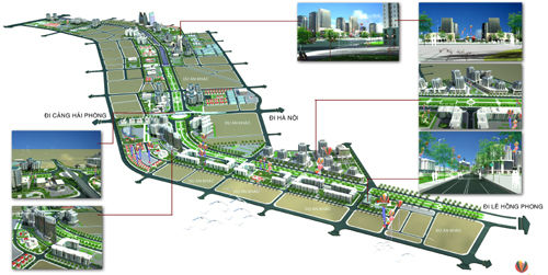 Phối cảnh tổng thể quy hoạch khu đô thị ven sông Lạch Tray