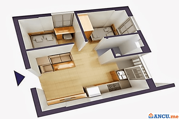 Thiết kế căn hộ 1 phòng ngủ dự án VP6 Linh Đàm