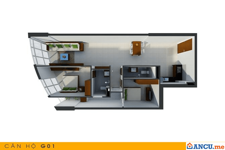 Thiết kế căn hộ G01 dự án Skyway Residence