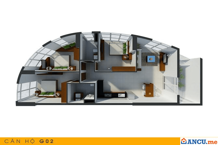 Thiết kế căn hộ G02 dự án Skyway Residence