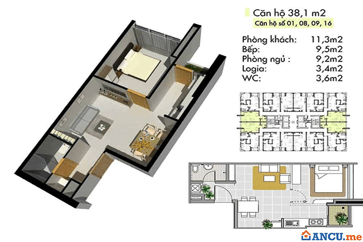 Thiết kế căn hộ loại B dự án Chung cư Lotus Apartment