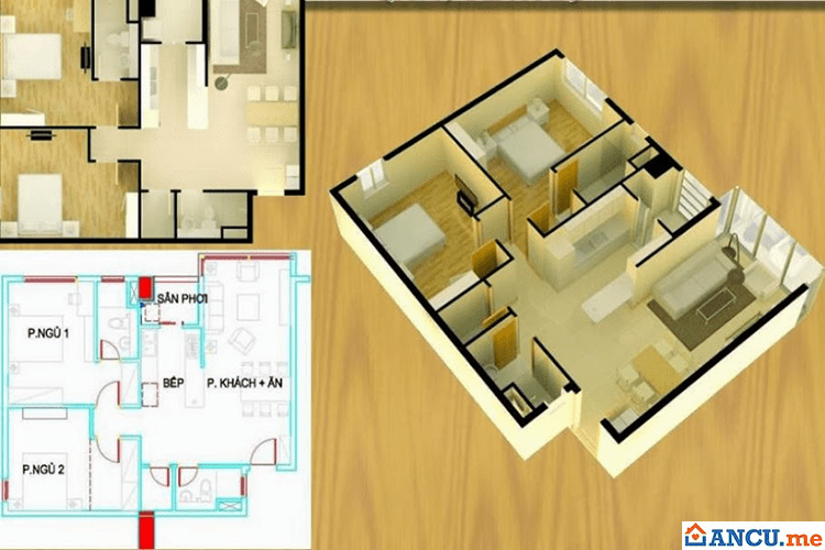 Thiết kế căn hộ mẫu B3 chung cư Hưng Phát