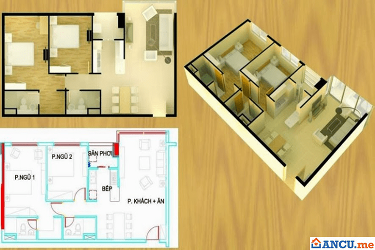 Thiết kế căn hộ mẫu B4 chung cư Hưng Phát