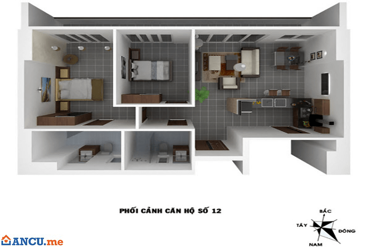 Thiết kế căn hộ số 12 dự án chung cư VP4 Linh Đàm