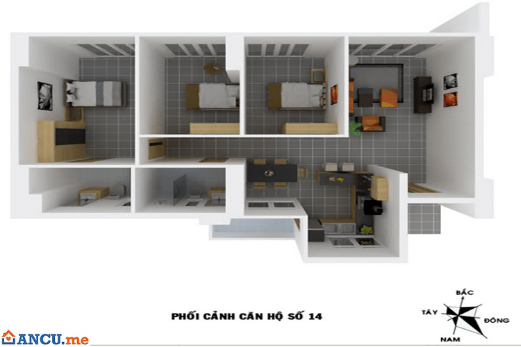 Thiết kế căn hộ số 14 dự án chung cư VP4 Linh Đàm