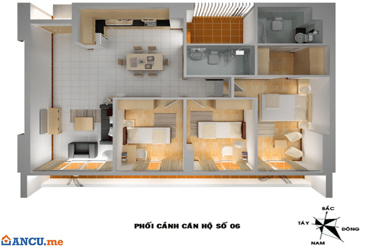 Thiết kế căn hộ số 6 dự án chung cư VP4 Linh Đàm