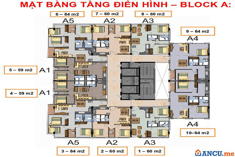 Thiết kế tầng điển hình Block A Chung cư Sài Gòn Apartment