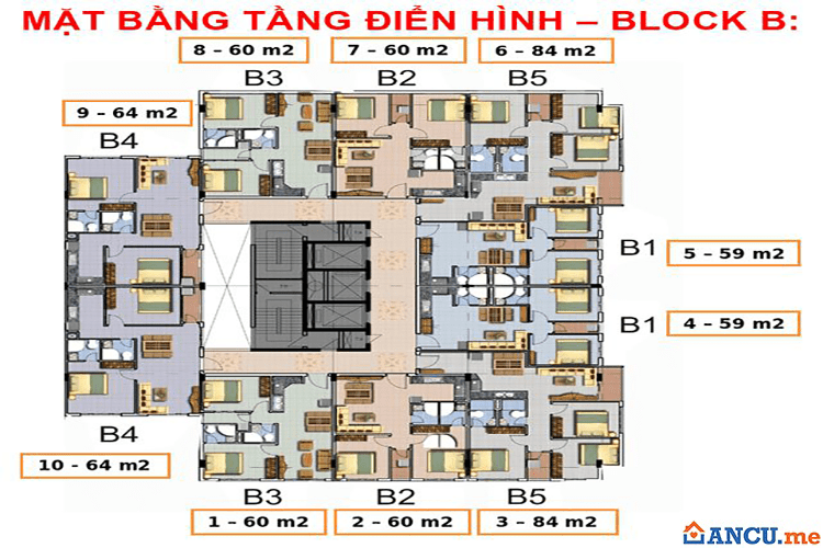 Thiết kế tầng điển hình Block BChung cư Sài Gòn Apartment