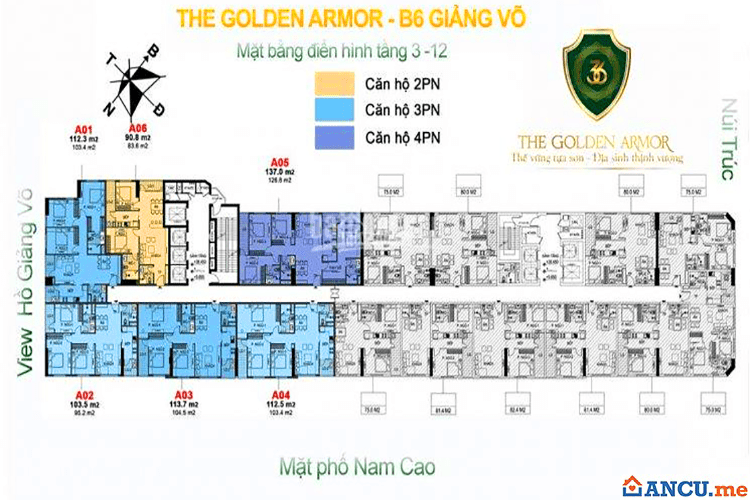 Thiết kế tầng điển hình dự án Chung cư The Golden Armor