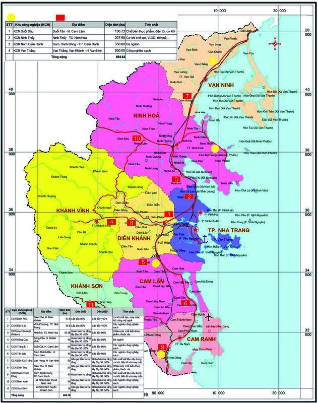 Bản đồ quy hoạch khu công nghiệp Khánh Hòa giai đoạn 2015 đến năm 2025 và định hướng phát triển đến 2030