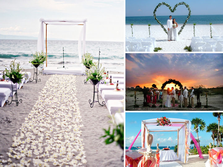 Không gian tiệc cưới ngoài biển với cách trang trí đơn giản mà vô cùng đẹp